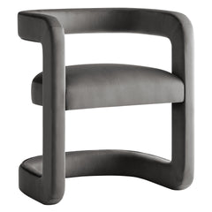 Winslow Storm Gray Barrel Performance Velvet Dining Chair - Ornate Home