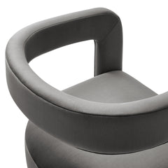 Winslow Storm Gray Barrel Performance Velvet Dining Chair - Ornate Home