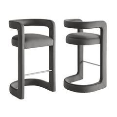 Winslow Storm Gray Performance Velvet Bar Stool (Set of 2) - Ornate Home