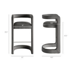 Winslow Storm Gray Performance Velvet Bar Stool (Set of 2) - Ornate Home