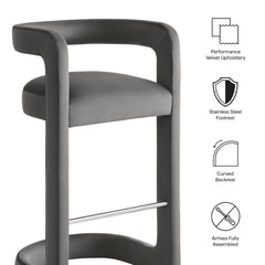 Winslow Storm Gray Performance Velvet Bar Stool (Set of 2) - Ornate Home