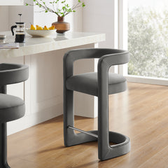Winslow Storm Gray Performance Velvet Counter Stool - Ornate Home