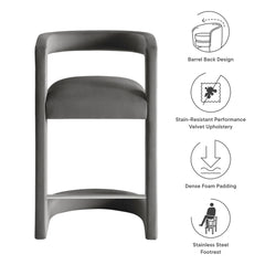 Winslow Storm Gray Performance Velvet Counter Stool - Ornate Home