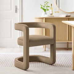 Winslow Taupe Barrel Performance Velvet Dining Chair - Ornate Home