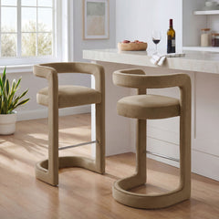 Winslow Taupe Performance Velvet Bar Stool (Set of 2) - Ornate Home