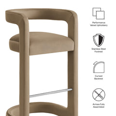 Winslow Taupe Performance Velvet Bar Stool (Set of 2) - Ornate Home
