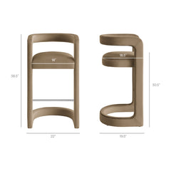Winslow Taupe Performance Velvet Bar Stool (Set of 2) - Ornate Home