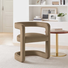 Winslow Taupe Performance Velvet Barrel Accent Chair - Ornate Home