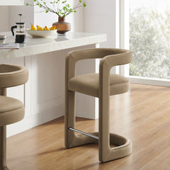 Winslow Taupe Performance Velvet Counter Stool - Ornate Home