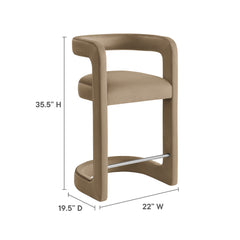 Winslow Taupe Performance Velvet Counter Stool - Ornate Home