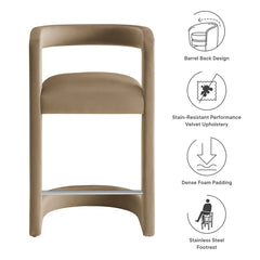 Winslow Taupe Performance Velvet Counter Stool - Ornate Home