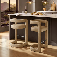 Winslow Toast Premium Vegan Leather Bar Stool (Set of 2) - Ornate Home