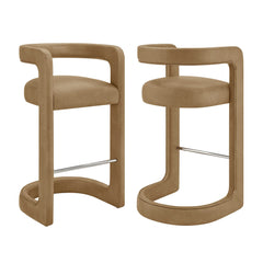 Winslow Toast Premium Vegan Leather Bar Stool (Set of 2) - Ornate Home