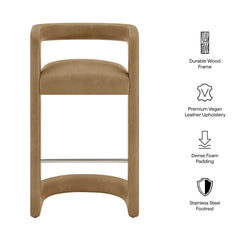 Winslow Toast Premium Vegan Leather Bar Stool (Set of 2) - Ornate Home