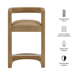 Winslow Toast Premium Vegan Leather Counter Stool - Ornate Home