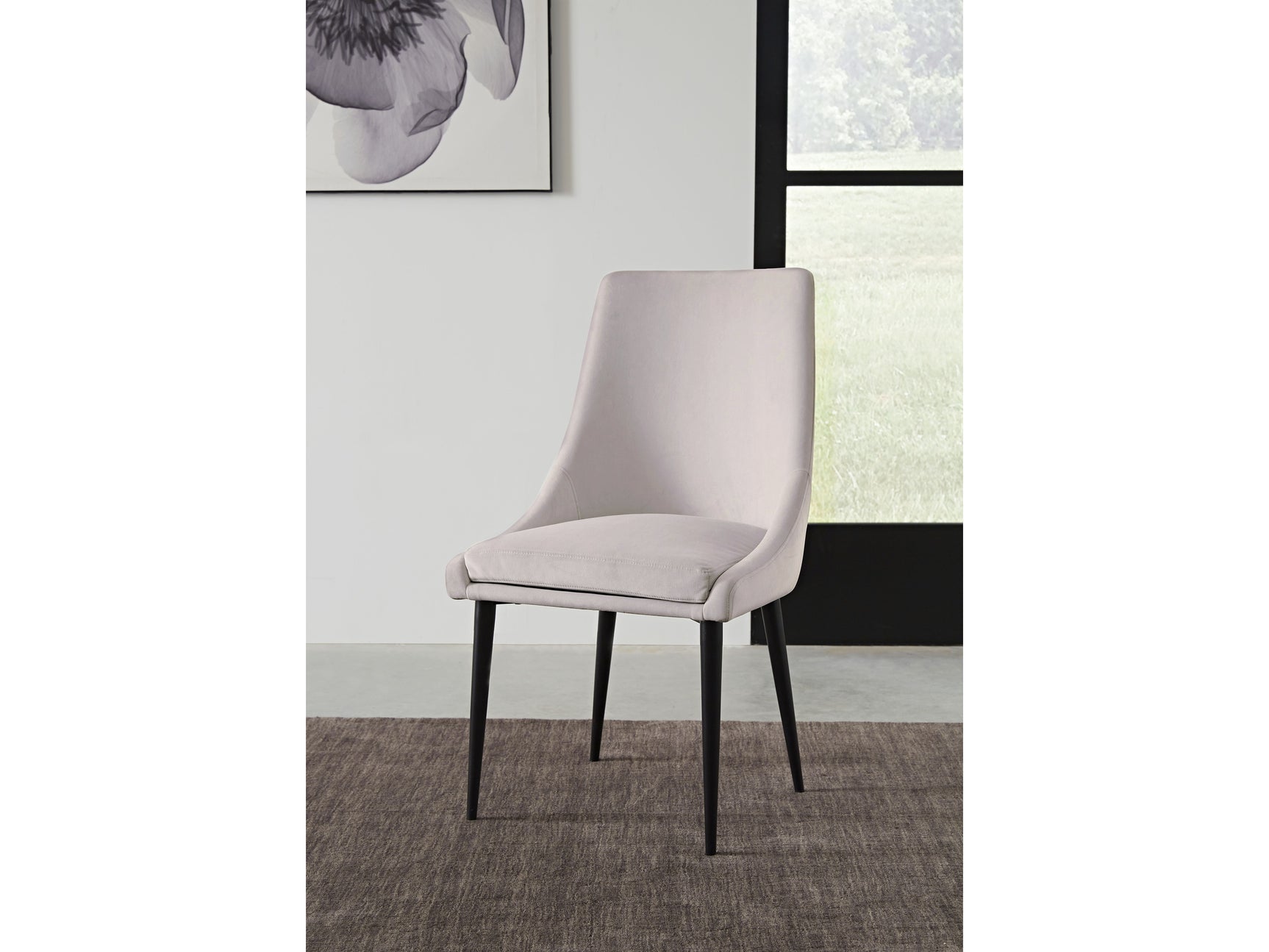 Winston Ash Grey/Black Upholstered Metal Leg Dining Chair - Ornate Home