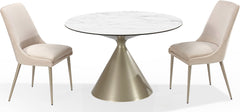 Winston Cream/Champagne Upholstered Metal Leg Dining Chair (Set of 2) - Ornate Home