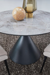 Winston Grigio Stone Top Metal Base Round Dining Table - Ornate Home