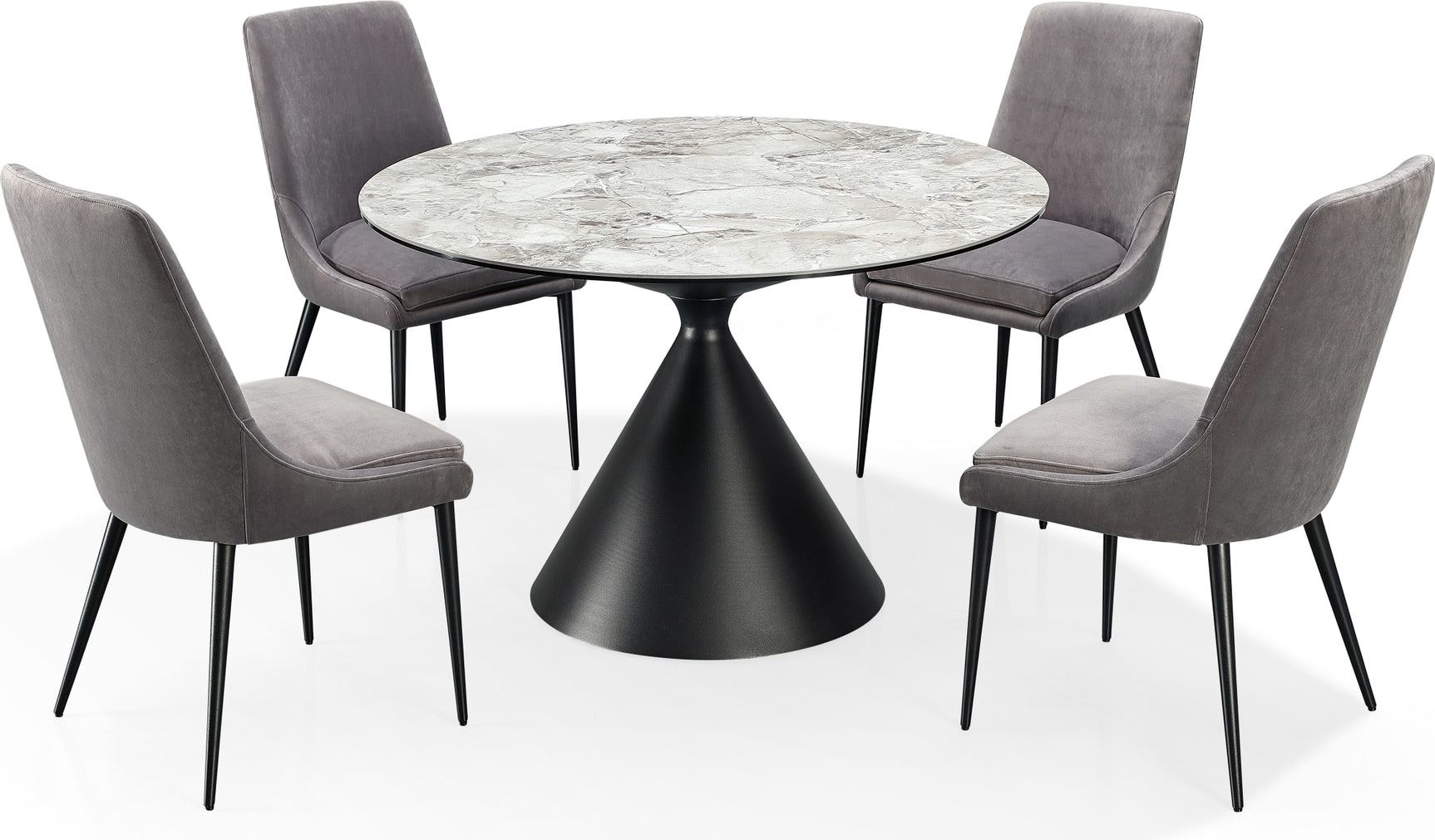 Winston Grigio Stone Top Metal Base Round Dining Table - Ornate Home
