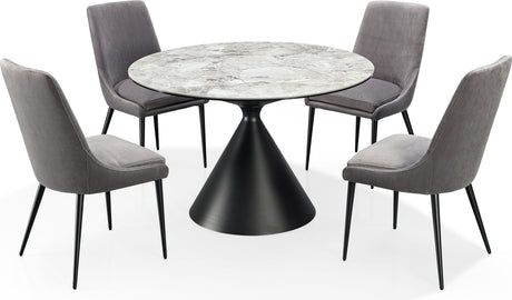 Winston Grigio Stone Top Metal Base Round Dining Table - Ornate Home