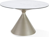 Winston Oat Milk/Champagne Stone Top Metal Base Round Dining Table - Ornate Home