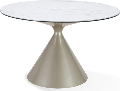 Winston Oat Milk/Champagne Stone Top Metal Base Round Dining Table - Ornate Home