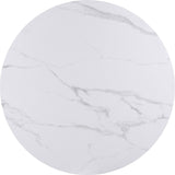 Winston Oat Milk/Champagne Stone Top Metal Base Round Dining Table - Ornate Home