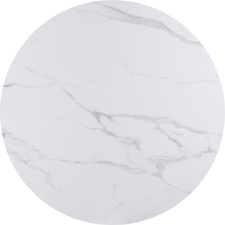 Winston Oat Milk/Champagne Stone Top Metal Base Round Dining Table - Ornate Home