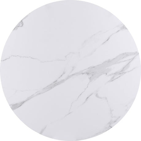 Winston Oat Milk/Champagne Stone Top Metal Base Round Dining Table - Ornate Home