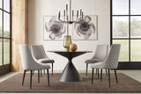 Winston Stone Top Metal Base Round Dining Table in Black - Ornate Home