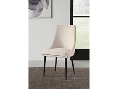 Winston Upholstered Metal Leg Dining Chair in Cream and Black (Set of 2) - Ornate Home