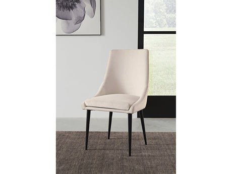 Winston Upholstered Metal Leg Dining Chair in Cream and Black (Set of 2) - Ornate Home