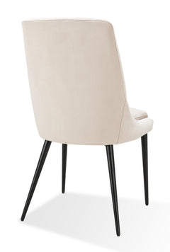Winston Upholstered Metal Leg Dining Chair in Cream and Black (Set of 2) - Ornate Home