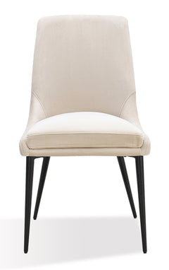 Winston Upholstered Metal Leg Dining Chair in Cream and Black (Set of 2) - Ornate Home