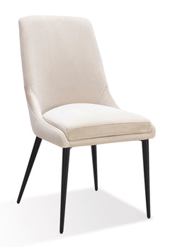 Winston Upholstered Metal Leg Dining Chair in Cream and Black (Set of 2) - Ornate Home