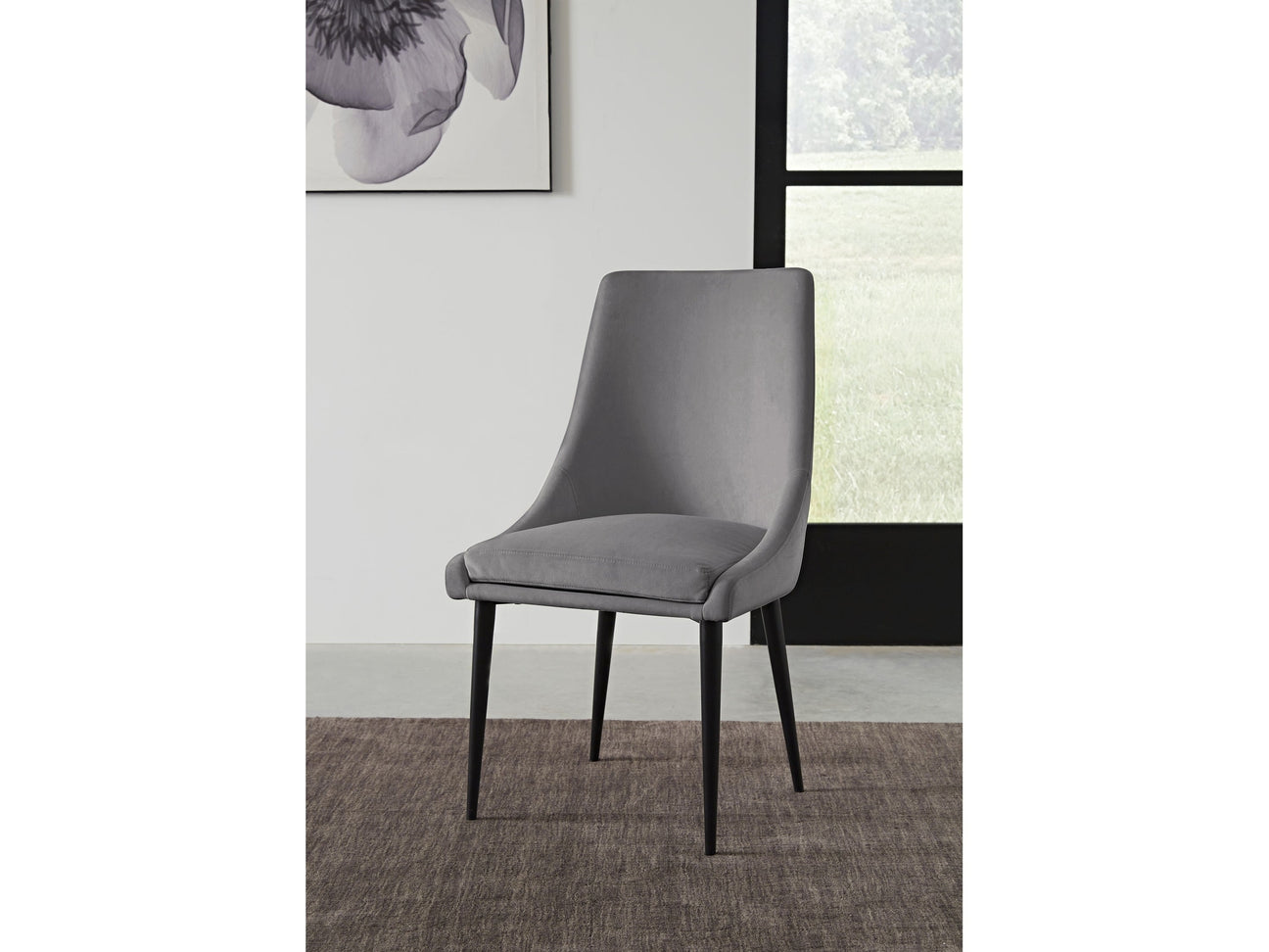 Winston Upholstered Metal Leg Dining Chair in Goose and Black (Set of 2) - Ornate Home