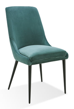 Winston Upholstered Metal Leg Dining Chair in Smoked Green and Black (Set of 2) - Ornate Home
