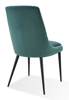 Winston Upholstered Metal Leg Dining Chair in Smoked Green and Black (Set of 2) - Ornate Home