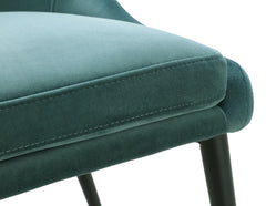 Winston Upholstered Metal Leg Dining Chair in Smoked Green and Black (Set of 2) - Ornate Home