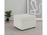 Winter Beige Upholstered Hydraulic Lift Top Storage Ottoman - Ornate Home