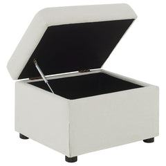 Winter Beige Upholstered Hydraulic Lift Top Storage Ottoman - Ornate Home