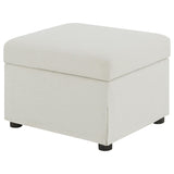 Winter Beige Upholstered Hydraulic Lift Top Storage Ottoman - Ornate Home