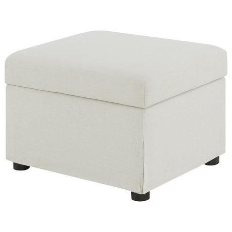 Winter Beige Upholstered Hydraulic Lift Top Storage Ottoman - Ornate Home