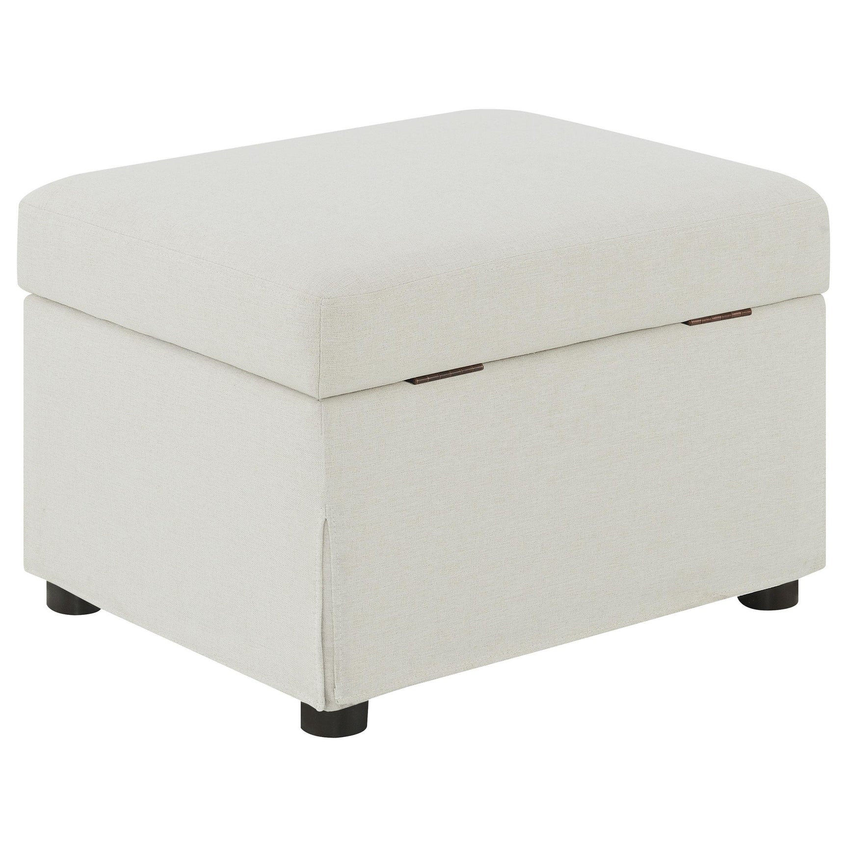 Winter Beige Upholstered Hydraulic Lift Top Storage Ottoman - Ornate Home