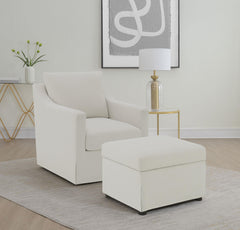 Winter Beige Upholstered Hydraulic Lift Top Storage Ottoman - Ornate Home