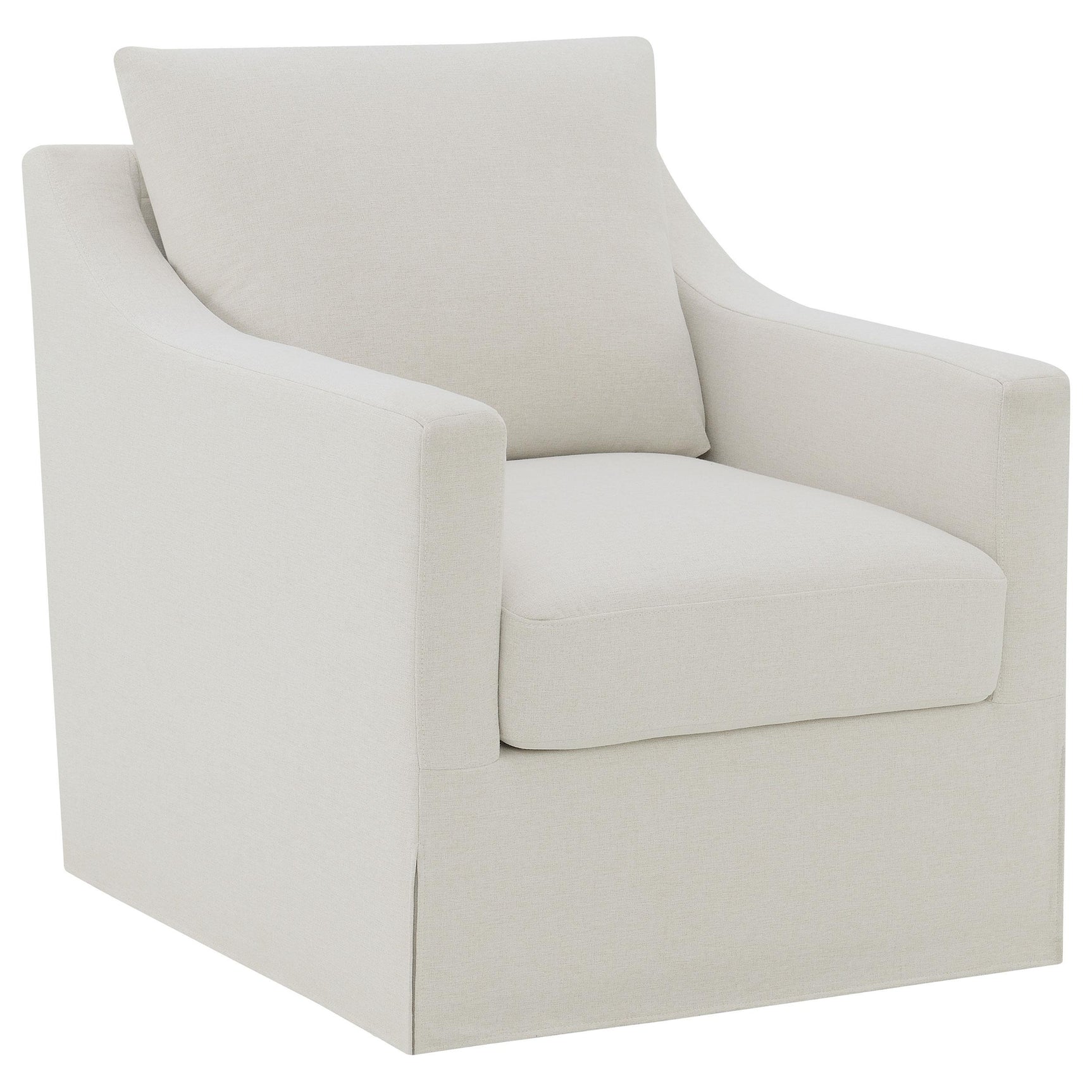 Winter Beige Upholstered Sloped Arm Accent Swivel Chair - Ornate Home