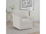 Winter Beige Upholstered Sloped Arm Accent Swivel Chair - Ornate Home