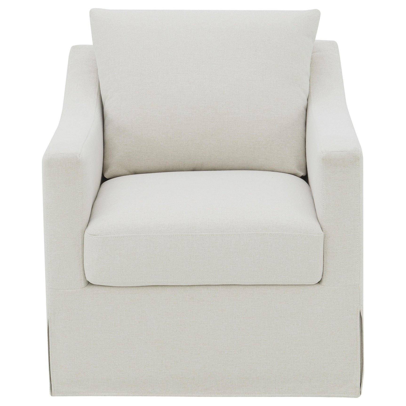 Winter Beige Upholstered Sloped Arm Accent Swivel Chair - Ornate Home
