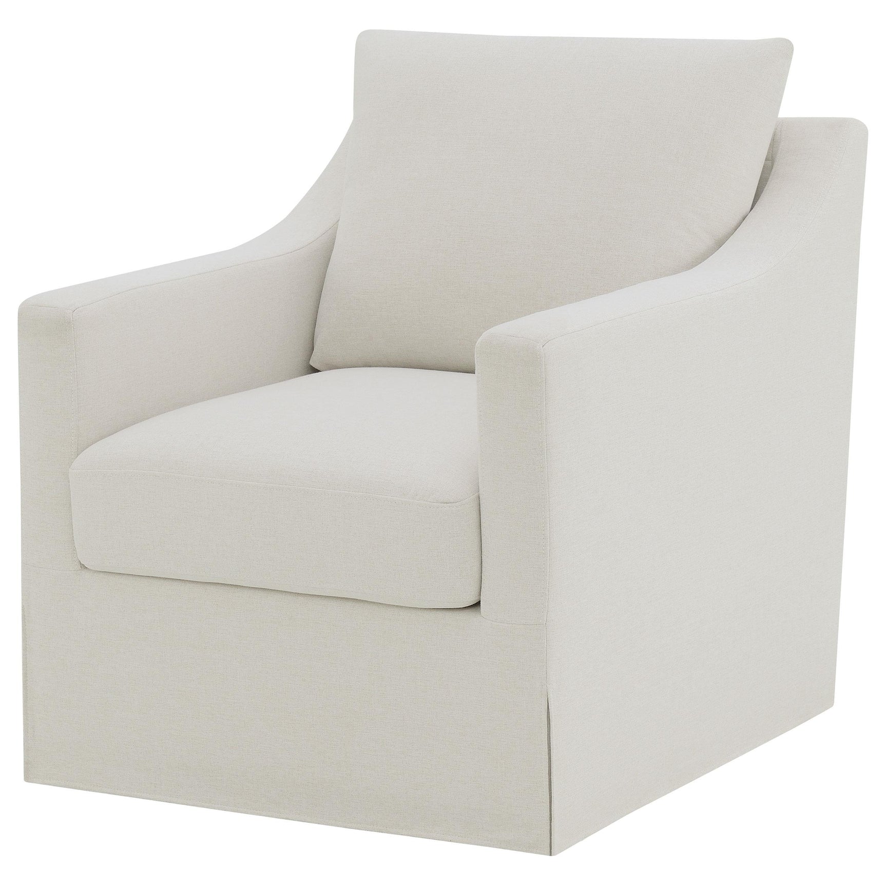 Winter Beige Upholstered Sloped Arm Accent Swivel Chair - Ornate Home