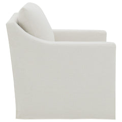 Winter Beige Upholstered Sloped Arm Accent Swivel Chair - Ornate Home